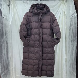 Lands' End Goose Down Long Maxi  Puffer Coat Chocolate Brown Women's Size Medium